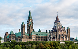 A picture of the parliament buildings in Ottawa, ON